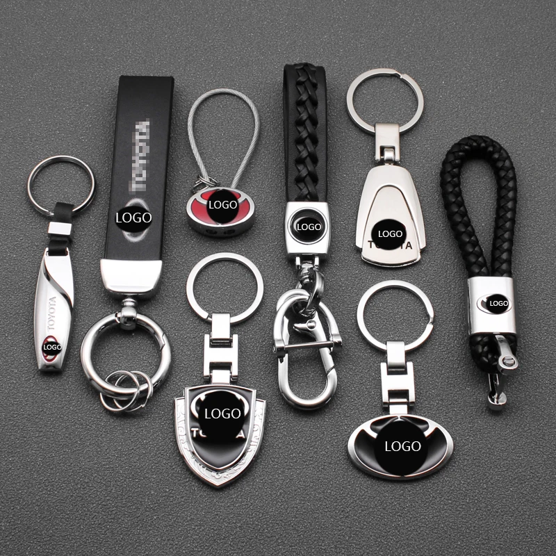 

Metal+Leather Car Styling Keychain Key Rings For Toyota Camry Corolla Auris Ralink Avensis T25 Yaris Rav4 Prado CHR Accessories