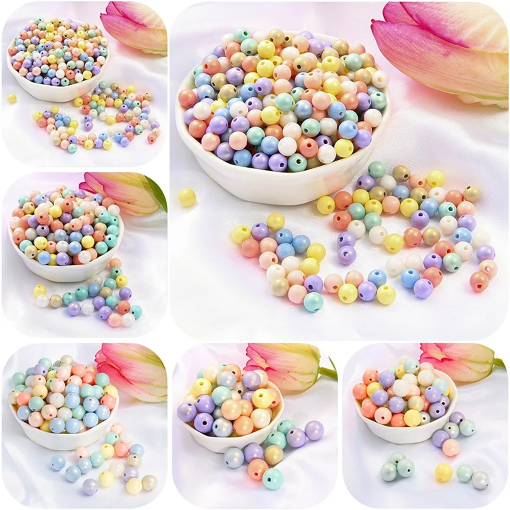 

DIY jewelry accessories Acrylic colored round beads Hand pierced bracelet necklace jewelry Self made bead material