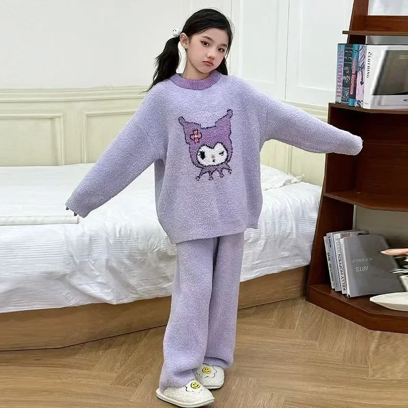 Sweet Kuromi аниме MINISO Kawaii Ins домашняя одежда пижамы осень-зима модная детская рубашка
