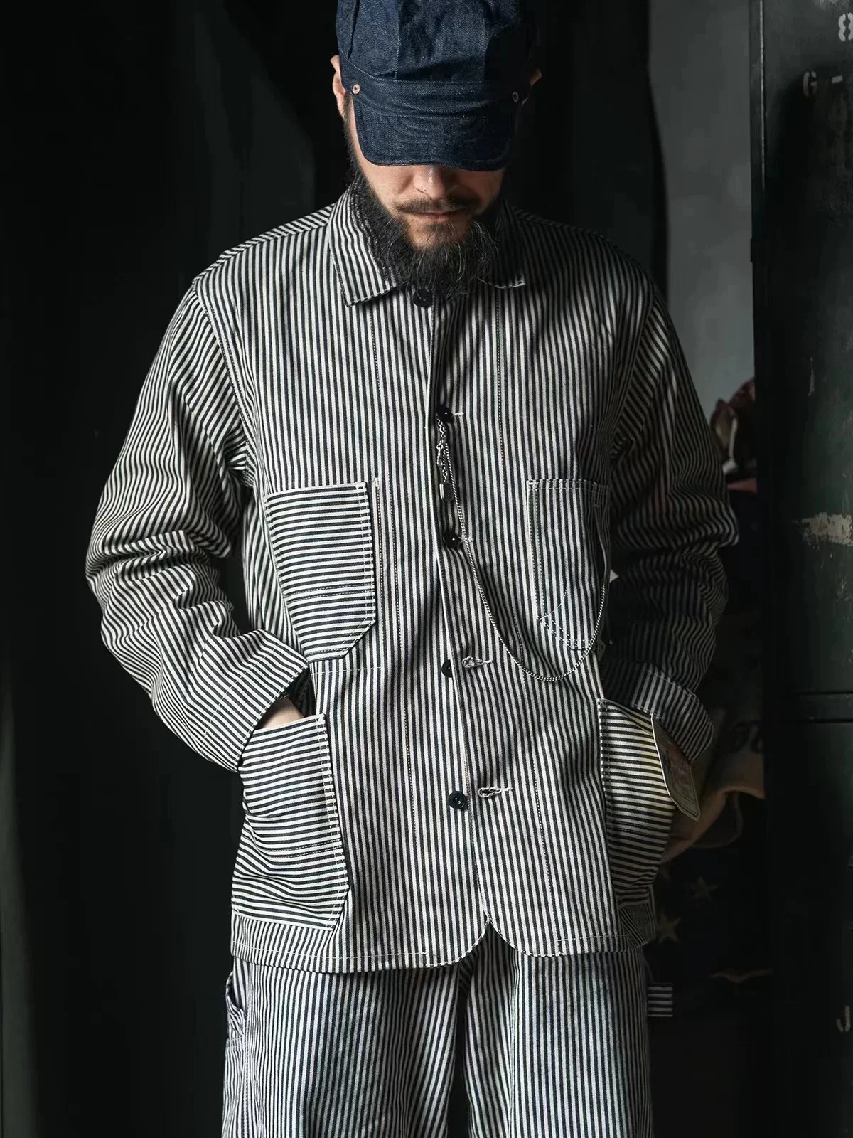 Прочное пальто Bronson Lot 422 Express Stripe Chore джинсовая куртка в стиле ретро для