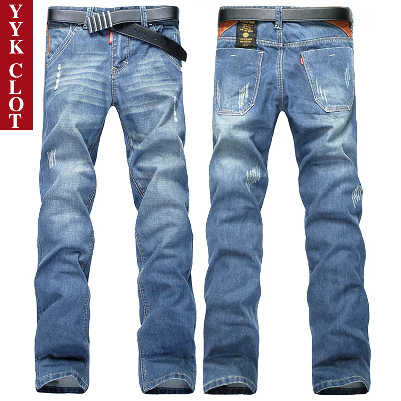 Summer Jeans For Men Brand Pant Denim Trousers Slim Fit Clothes Streetwear Baggy Business Fashion Black Light Blue Cargo Pants