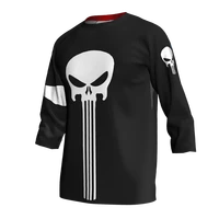 outdoor 34 sleeve motocross shirt downhill road sport jersey bicycle cycling skull wear malliot comfortable men black clothing