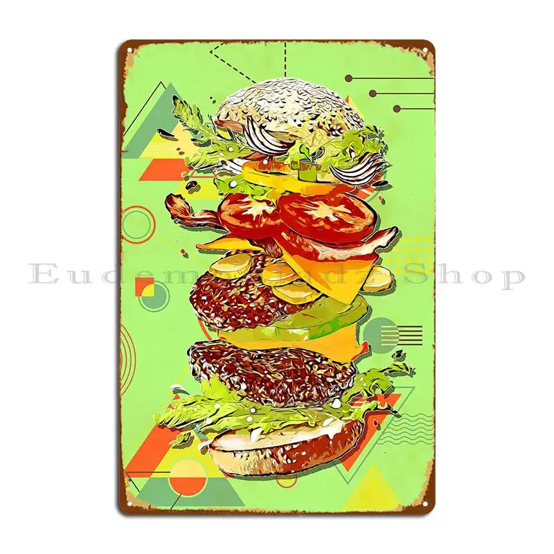 

Flying Hamburger Metal Signs Cinema Cinema Wall Mural Create Customized Tin Sign Poster