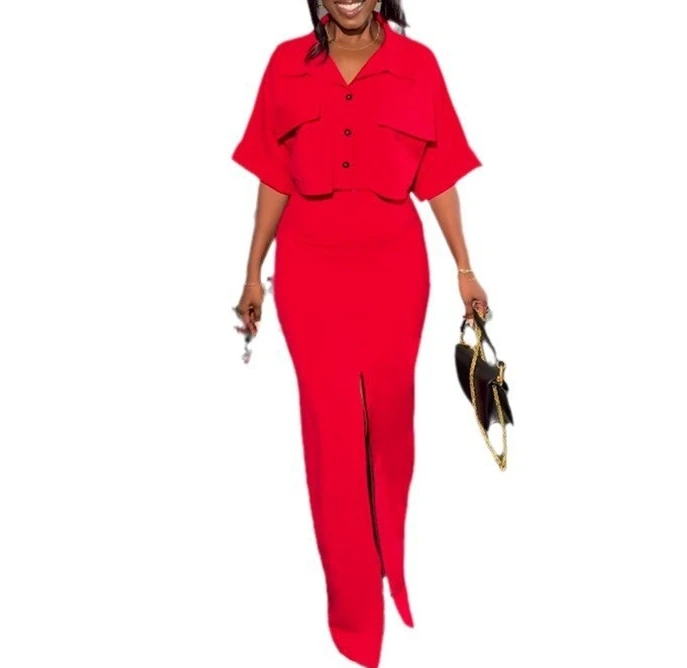 Женский костюм из двух предметов летний короткий топ средней длины с отворотом и