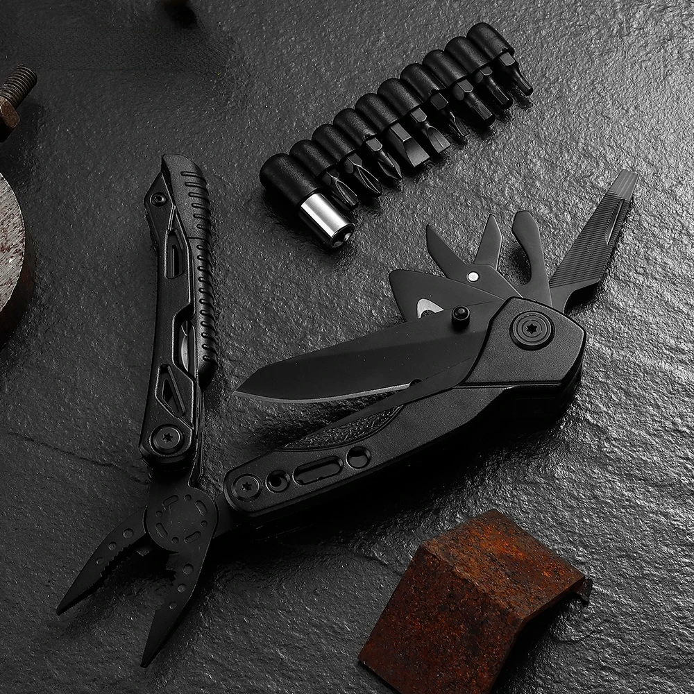 

22 In One Stainless Steel Screwdriver Pliers Outdoor Camping Multifunctional Folding Pliers with Flint and Whistle Fool