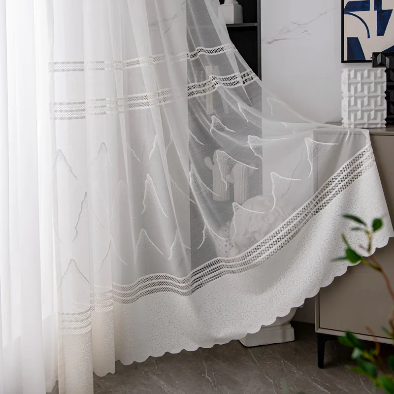 

Curtains for Living Room Nordic Style Window Screen White Soft Yarn New Modern Bedroom Hotel Window Screen