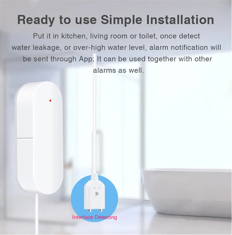 CORUI WIFI Tuya Smart Water Leak Sensor Detector Alarm Flood Water Leakage Sensor Compatible With Smart Life Google Home Alexa