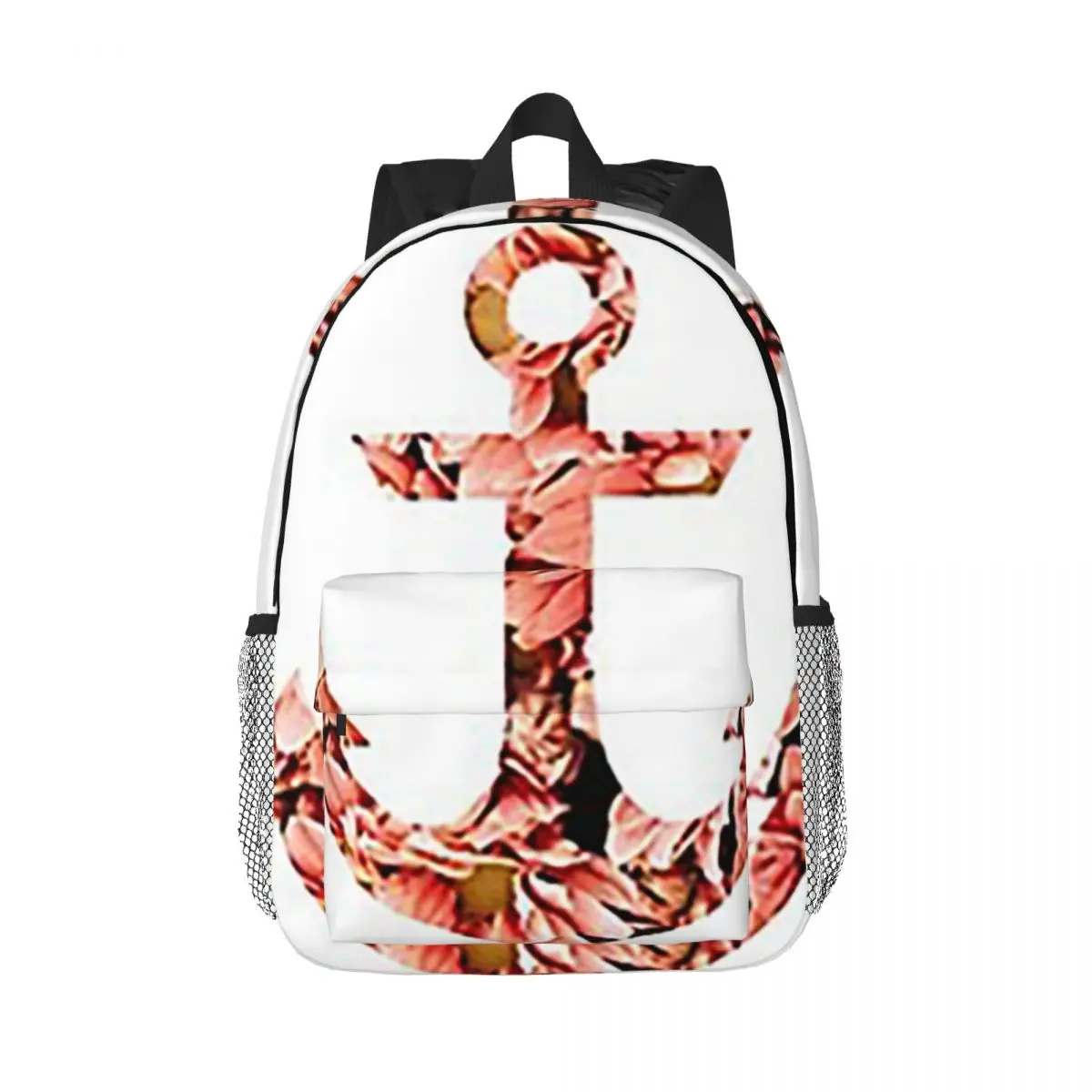 

Рюкзак для мальчиков и девочек, ранец с розовым цветочным букет с морским якорем, сумка для книг, школьные портфели для студентов с мультипликационным рисунком, сумка на плечо для ноутбука