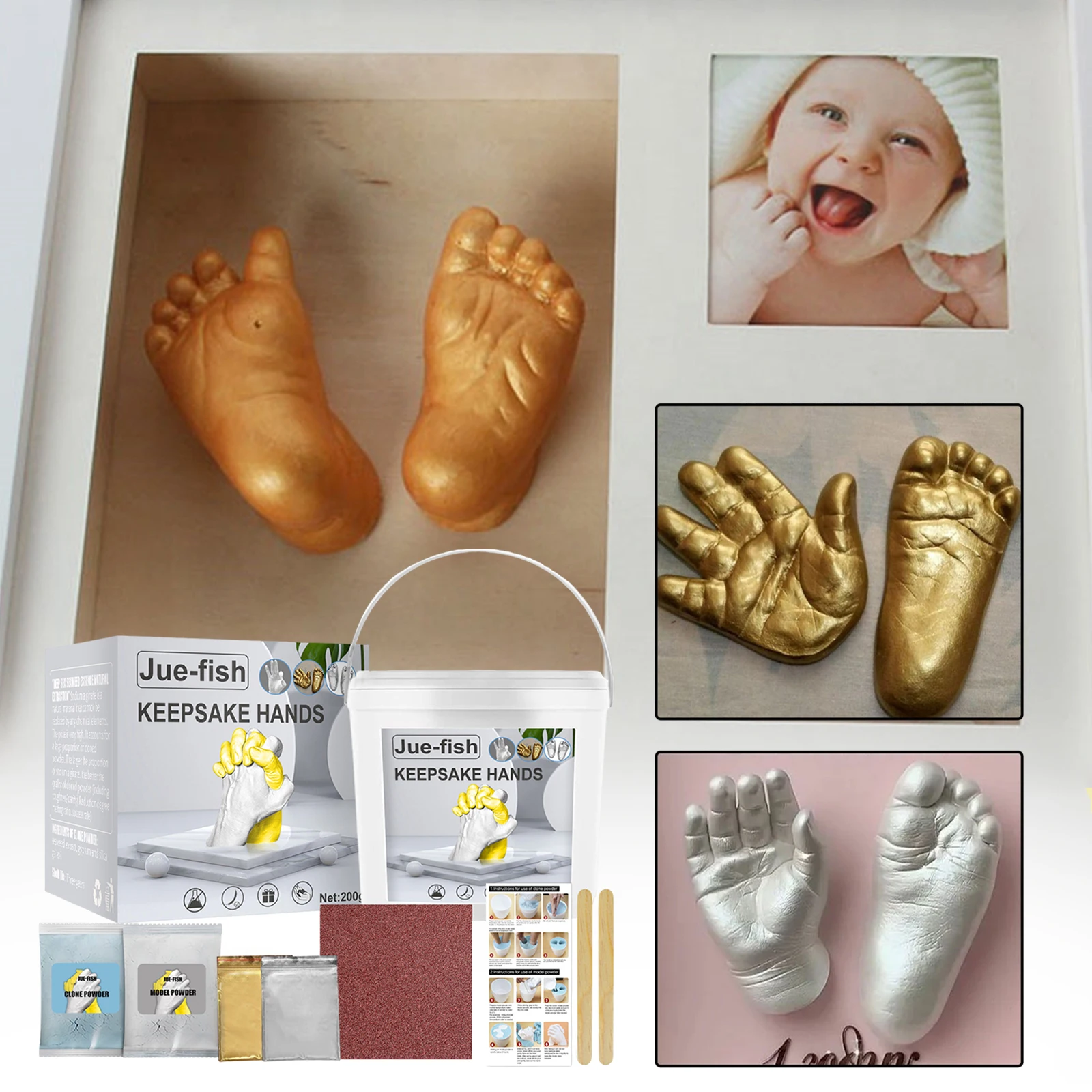 

Baby Plaster Mold Clone Powder Hand Foot Print Baby Souvenir DIY Couples Wedding Hand Holding Statue 3D Hand Mold Casting Kit