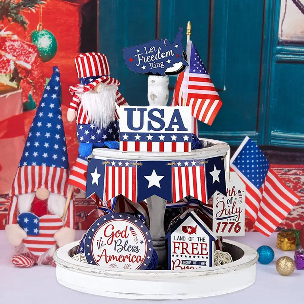 

Tiered Tray Decor 1 Set Excellent Burr-free Mini Tiered Tray Memorial Day Table Ornament Home Supplies