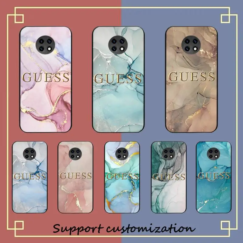 

Fashion Artistic Agate Marble Gold Bar Brand GUESS Phone Case For Xiaomi Redmi Note8A 7 5 Note8pro 8T 9Pro note 6pro Capa