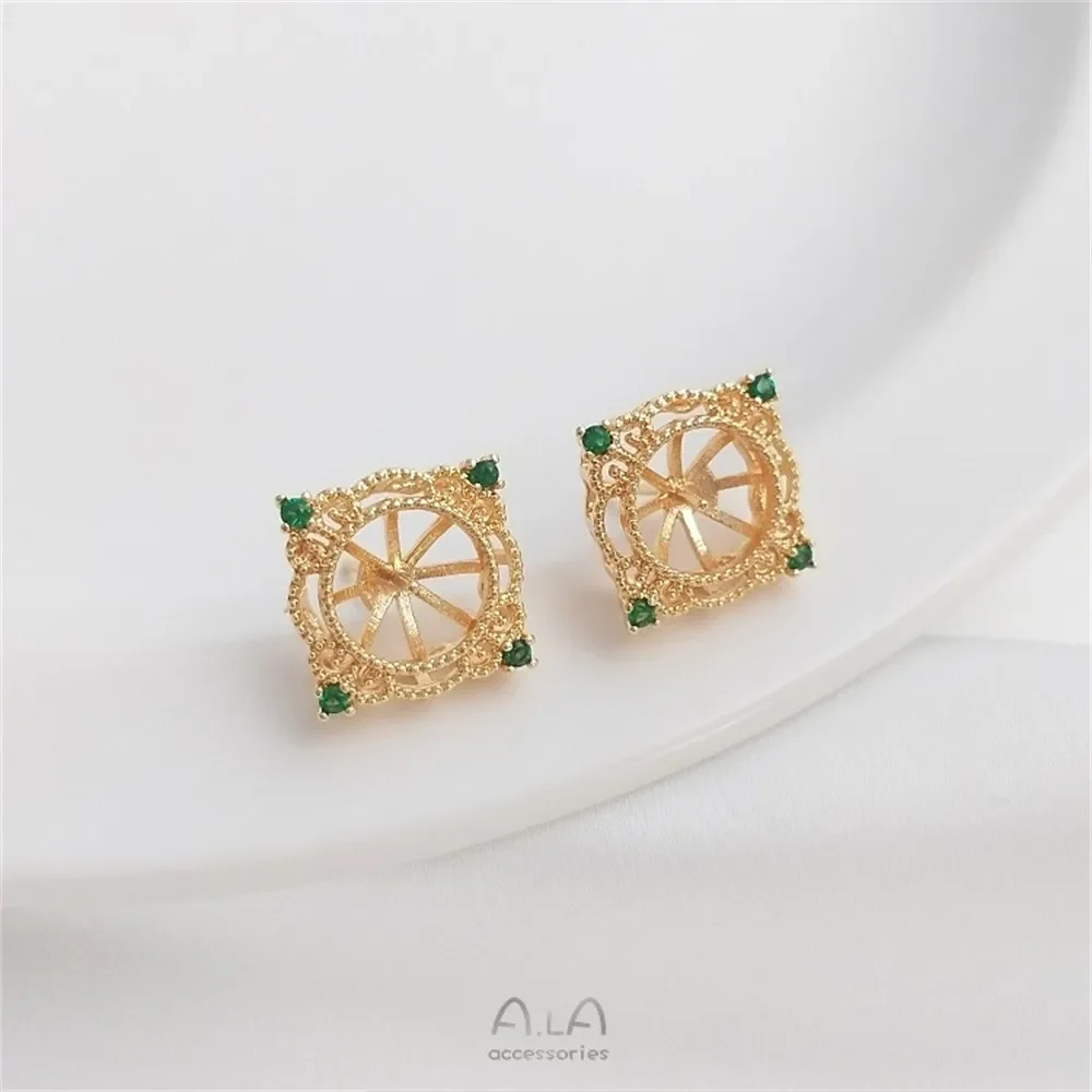 14-каратное золотого цвета циркониевые кружева круглые квадратные