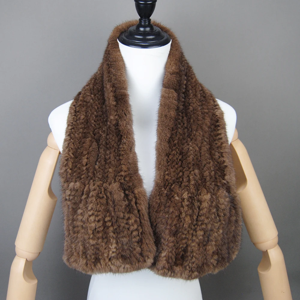 Модный женский зимний шарф из натурального норкового меха теплый мягкий шаль