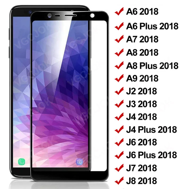 Защитное стекло 9D для Samsung Galaxy A8 Plus J4 J6 J6Plus J3 A7 J7 J8 A9 2018 1-5 шт. |