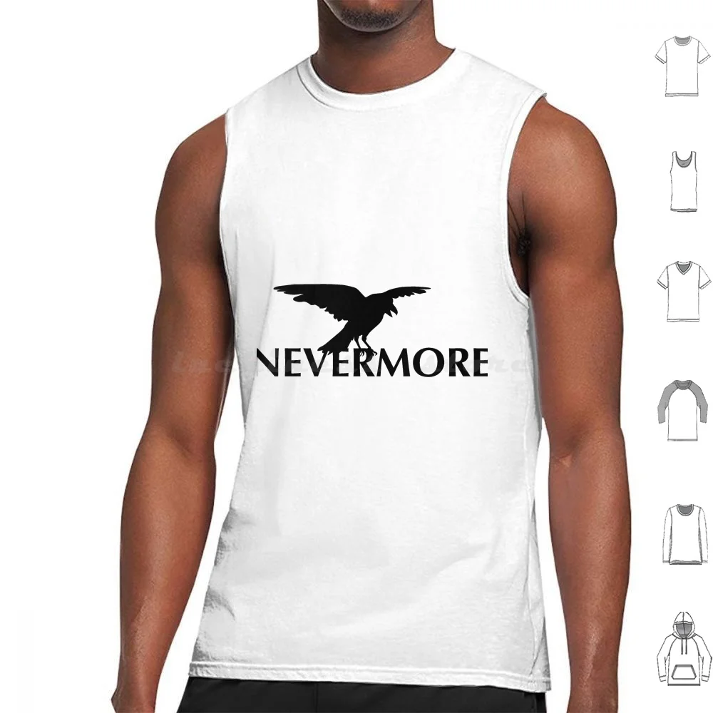 

Nevermore-A Raven Lands On The Lettering Nevermore Tank Tops Vest Sleeveless Poe Edgar Allan Poe Nevermore Never Again Poem