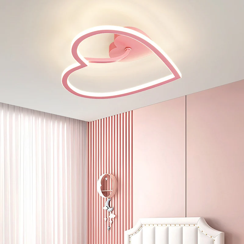 Modern Ceiling Lamp For Bedroom Women Princess Heart Shape Ceiling Lights Dimmable Wedding Girl Room pink Bedroom Led Lamps Home