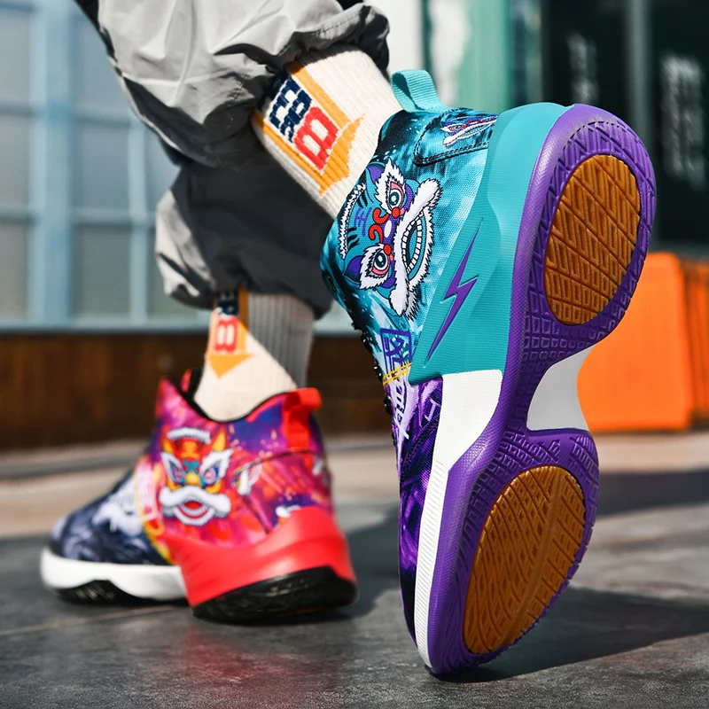 QQ-M983 2023 New Mens Basketball Sneakers Non-Slip Training Sports Shoes Wearable ForMotion Basketball Shoes for Kids