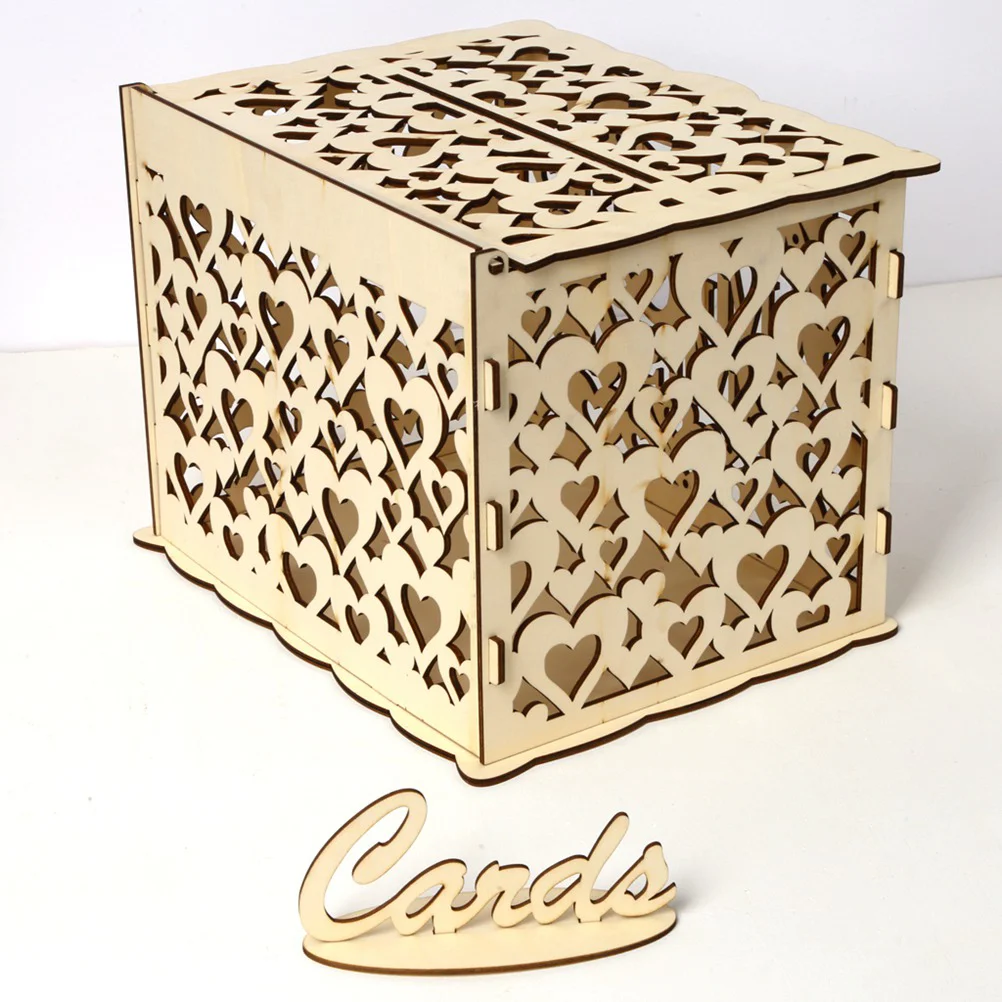 

Box Wedding Gift Wooden Wood Boxes Envelope Money Fund Rustic Holder Letter Diy Reception Jewelry Flower Invitation Party