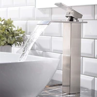 stainless steel brushed waterfall faucet wash face basin faucet toilet platform basin hot and cold faucet