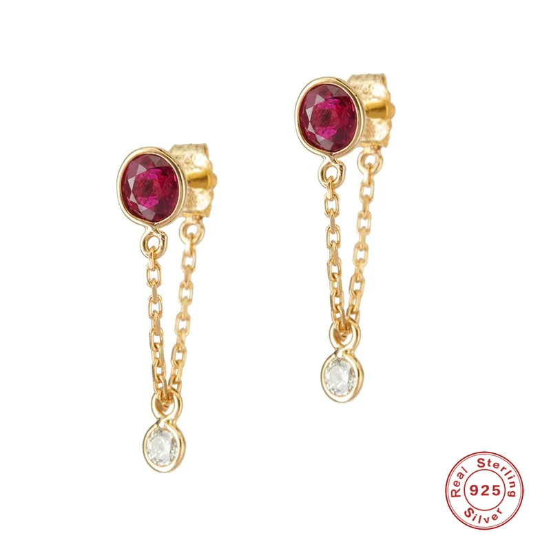 

Женские серьги-подвески из серебра 925 пробы с красным Цирконом