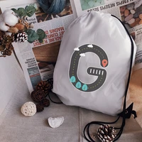 ladies drawstring bag gym pouch bag road sign letters backpack women portable shopping fashion school shoe bag for girl