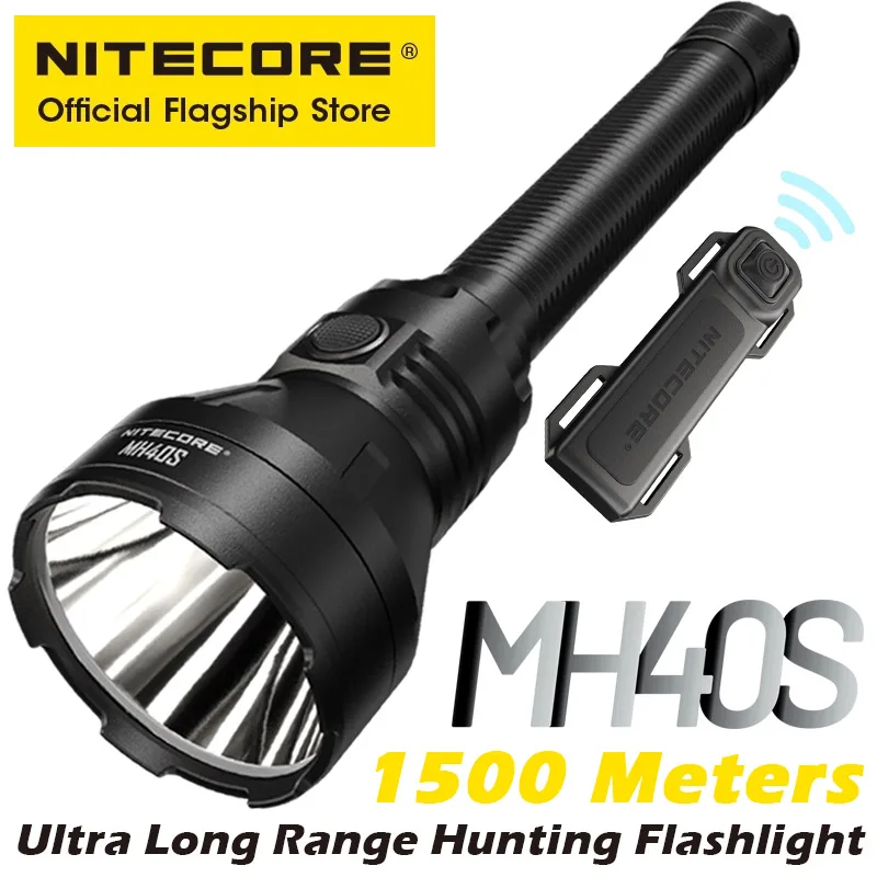 NITECORE MH40S 1500 M Lumens Long Range Searchlight 18W QC Fast Rechargeable Hunting Flashlight,Wireless Remote, 21700 Battery