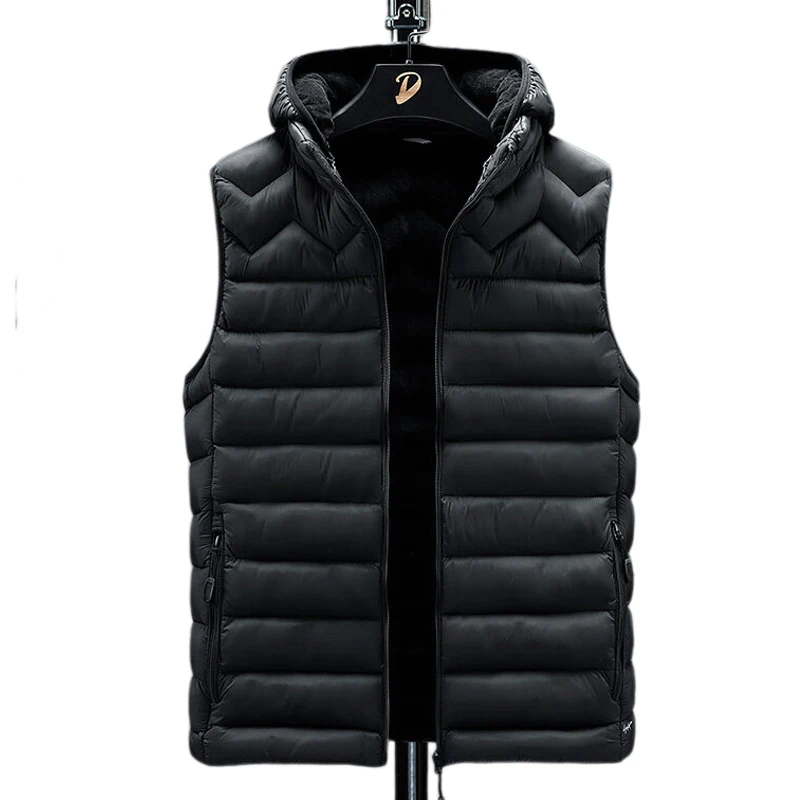 

The Latest Men's Winter Thicken Warm Vest Sleeveless Hooded Jacket Outdoor Sport Oversize L-7XL