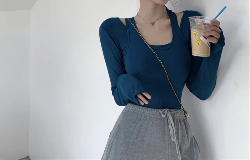 

Women T-shirt Tight Top Design Sense Bottomed Shirt Women's New Style With Pure Cotton Long