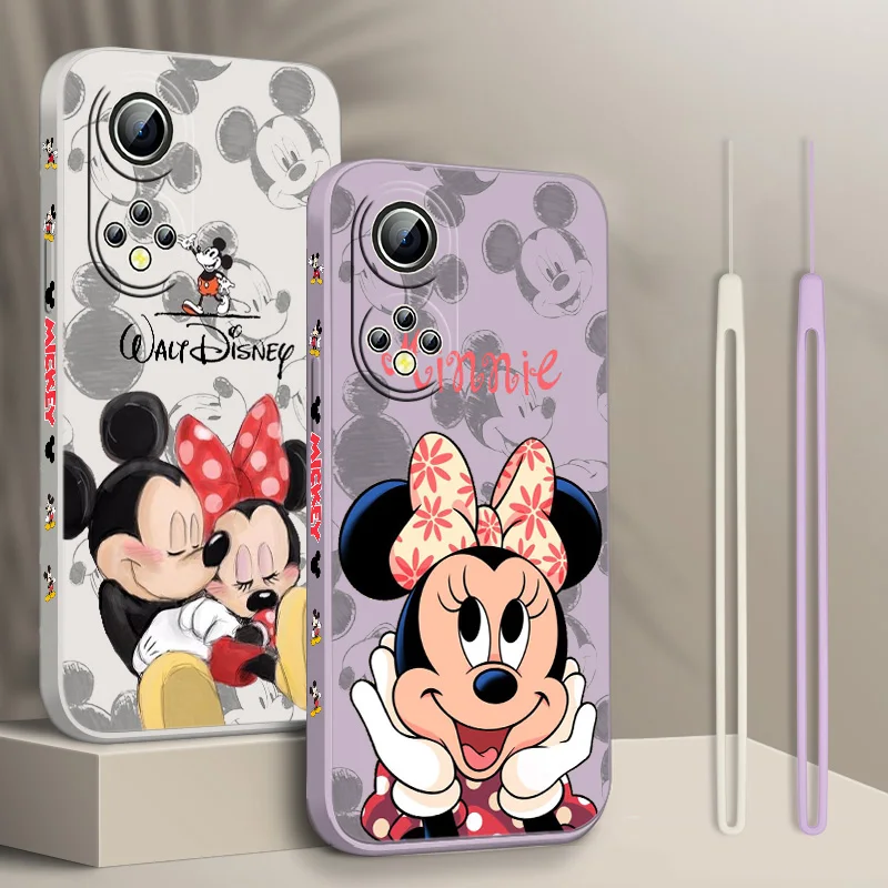 

Disney Minnie Mouse Phone Case For Xiaomi Redmi Note 11T 11 11S 10T 10 9T 9S 9 8T 8 7 6 5 Pro Liquid Left Rope Funda Cover Back