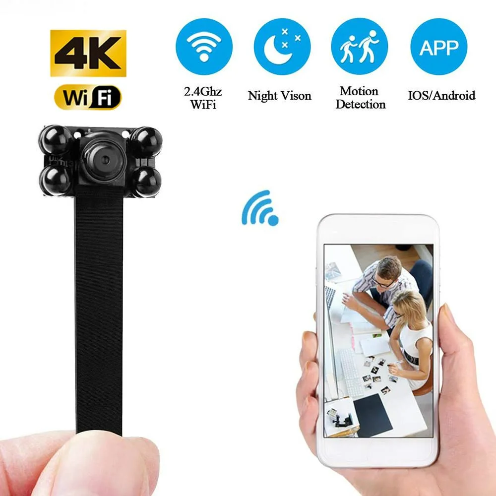 

4K/1080P Мини ip камера беспроводная Wi-Fi секретная камера ночного видения Обнаружение движения Удаленный просмотр видеокамера P2P/AP сеть Micro веб-к...