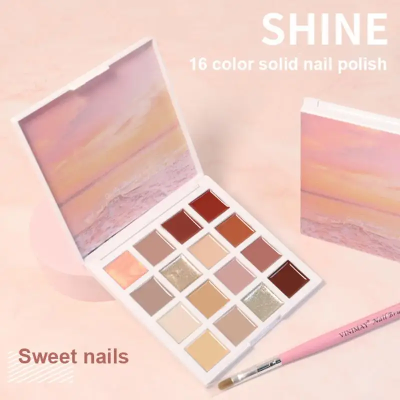 

UV Solid Nail Gel Palette 16 Color Phototherapy Soak Off UV LED Nail Polish Glue Solid Color Special Nail Polish Semi Permanent