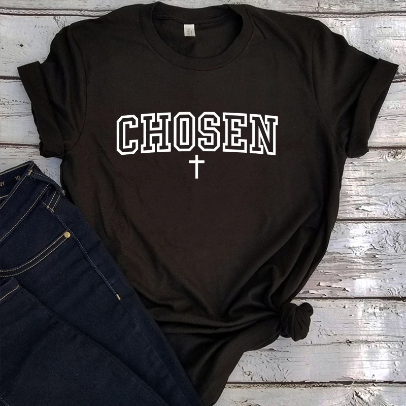 

Chosen Shirt Jesus Graphic T Shirts Gothic Christian T Shirt Women Faith Clothing Harajuku Christian T-Shirt Christian Gift M