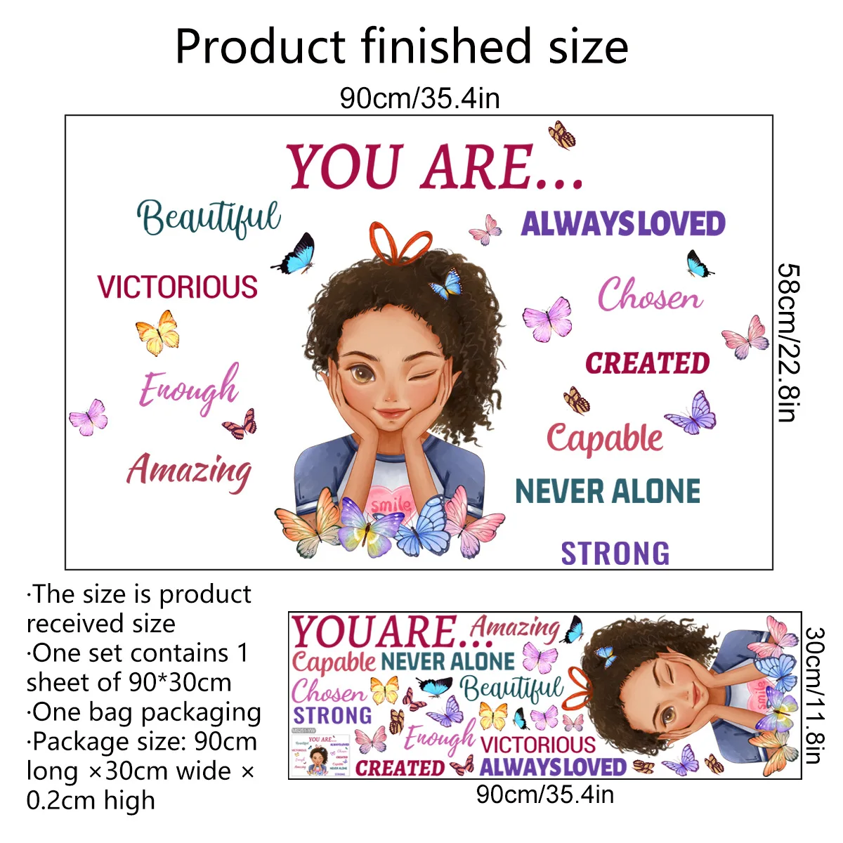 

Little Girl Inspiration Wall Quote Decals Princess DIY Home Decoration Wall Stickers Always Loved Never Alone Stong Beautiful