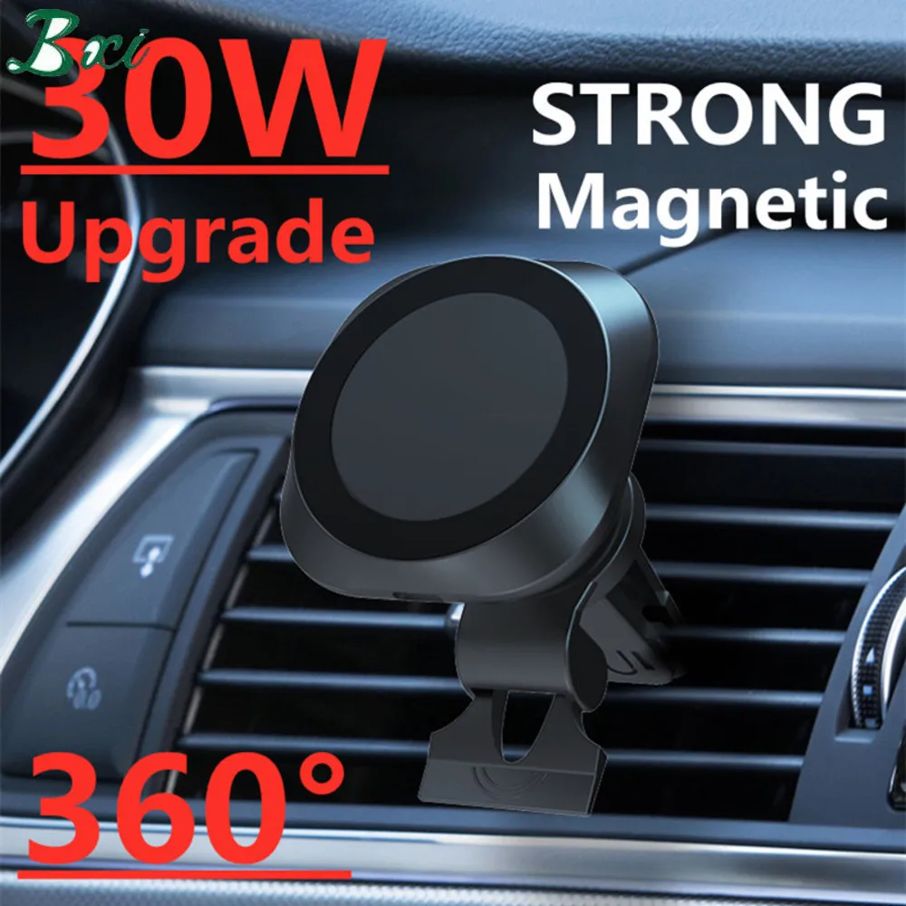 

NEW 30W QI Magnetic Car Wireless Charger for macsafe iPhone 13 12 pro max mini Air Vent Car Phone Holder Stand Fast Car Charging