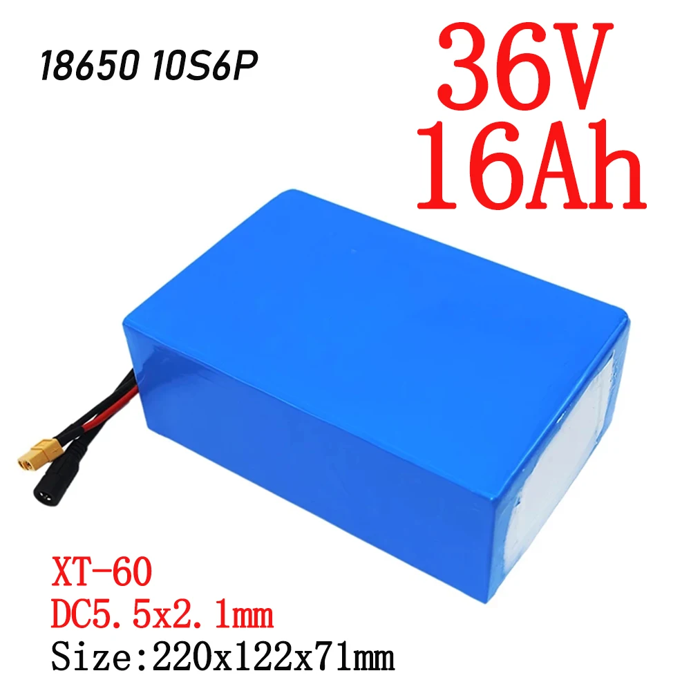 

10S6P 36V Ebike Battery Pack 16Ah 18650 Li-Ion Batteries 1000W BMS For Xiaomi Electric Scooter Motorcycle with 42V 2A/4A Charger