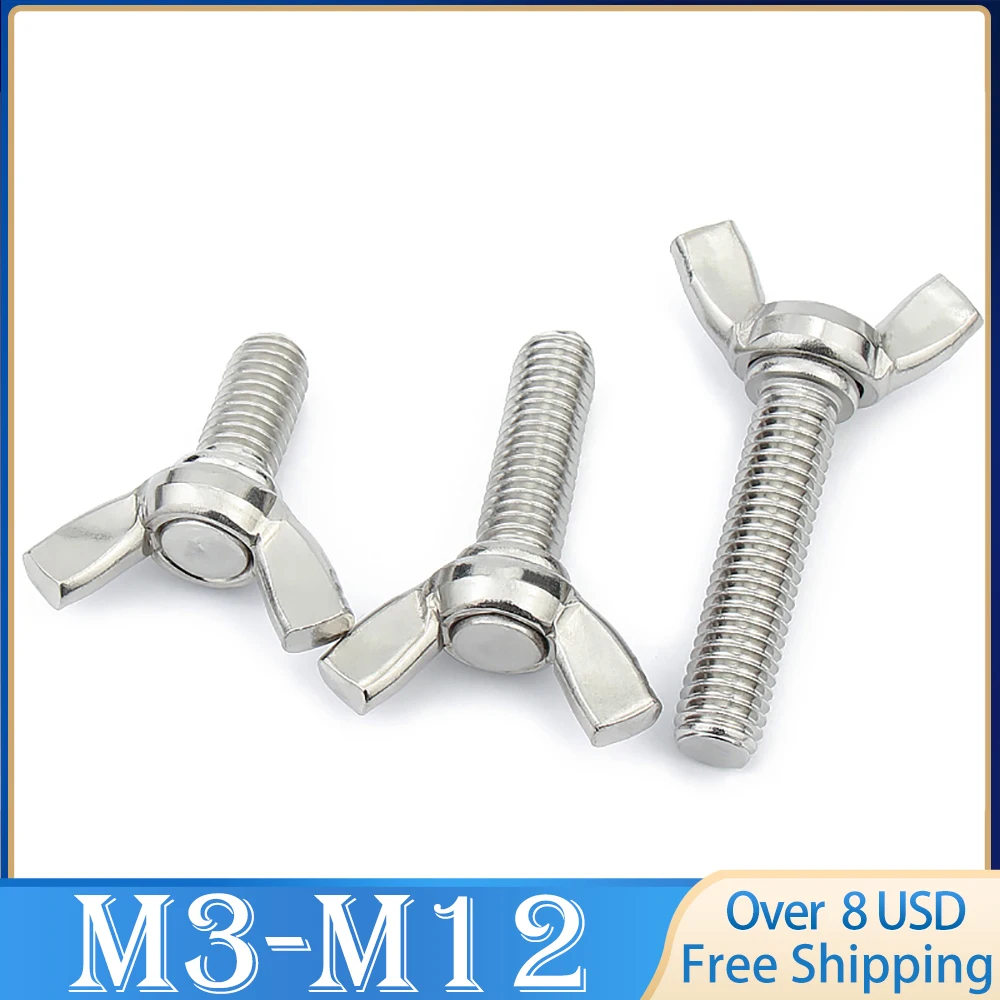 

1/2/5/10pcs Wing Bolts Butterfly Screw 304 Stainless Steel DIN316 M3 M4 M5 M6 M8 M10 M12 Wing Head Thumb Screws
