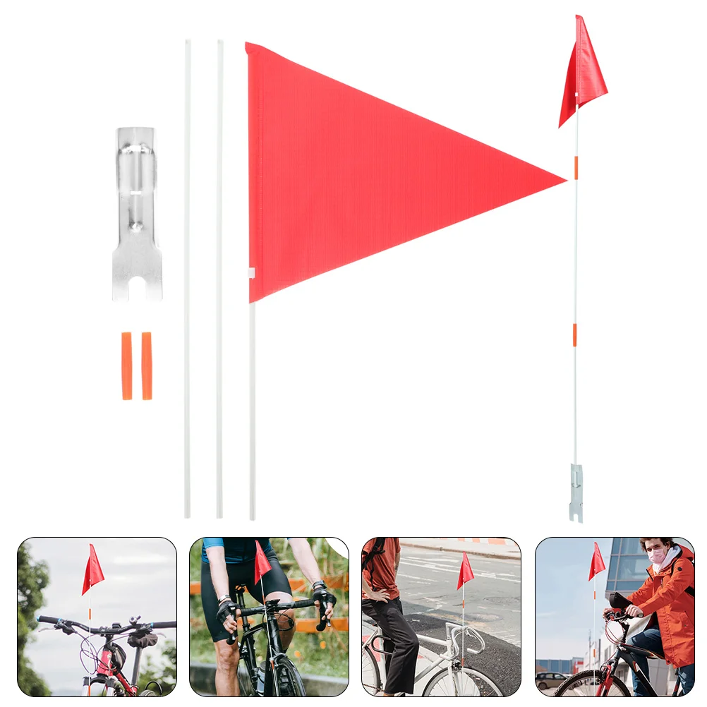 

2 Sets Bicycle Flagpole Advertising Bicycles Decor Bike Cycling Safety Kids Accessories Glass Fiber Warning Flags Stem Child