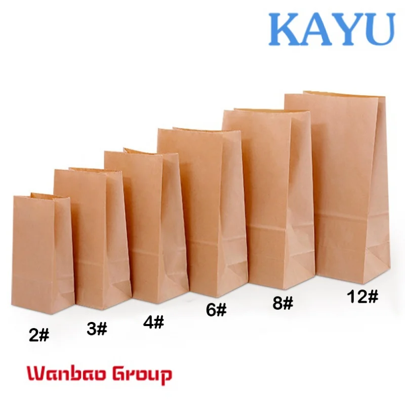 6#  Manufacturers wholesale disposable food grade packing bag custom sos brown kraft paper bags without handle