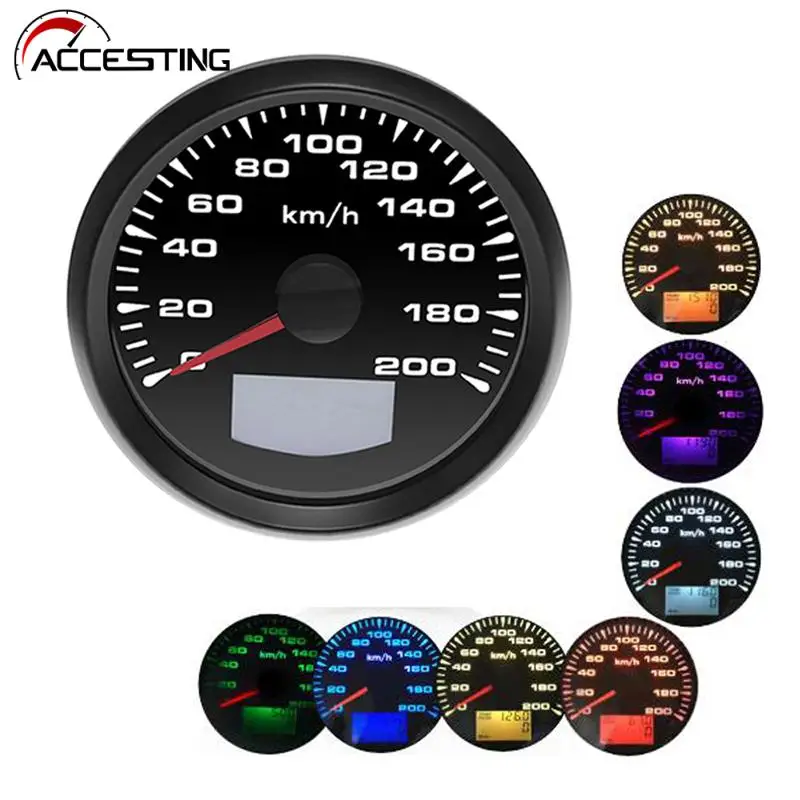 

Universal Car Truck Boat Motor Auto 85mm GPS Speedometer Gauge 120km/h 200km/h Red Backlight Waterproof 9-32V with GPS Antenna