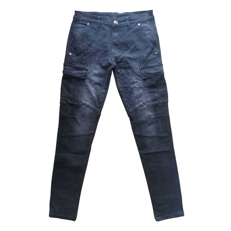High Quality New Men's Multi Pocket Stretch Cargo Skinny Jeans