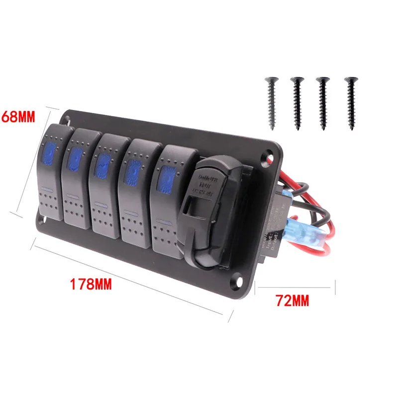 Автомобильная фотопанель с цифровым вольтметром двойным USB-портом 12 В