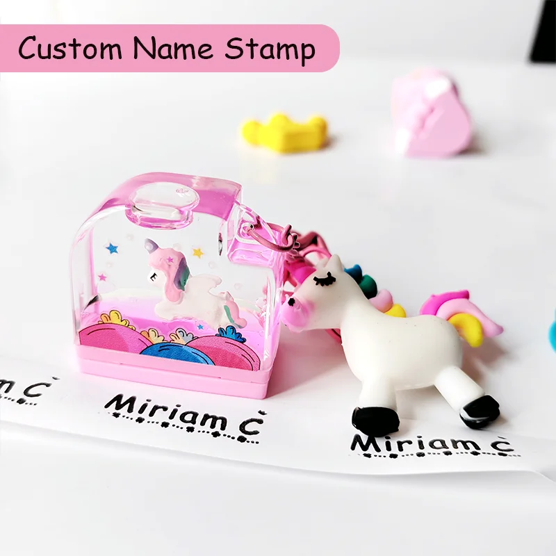 

Custom Cute Stamp Name Children's Clothing Key Deduction Pink Unicorn Personalized French Stamps New Arrivals 2023 Waterproof