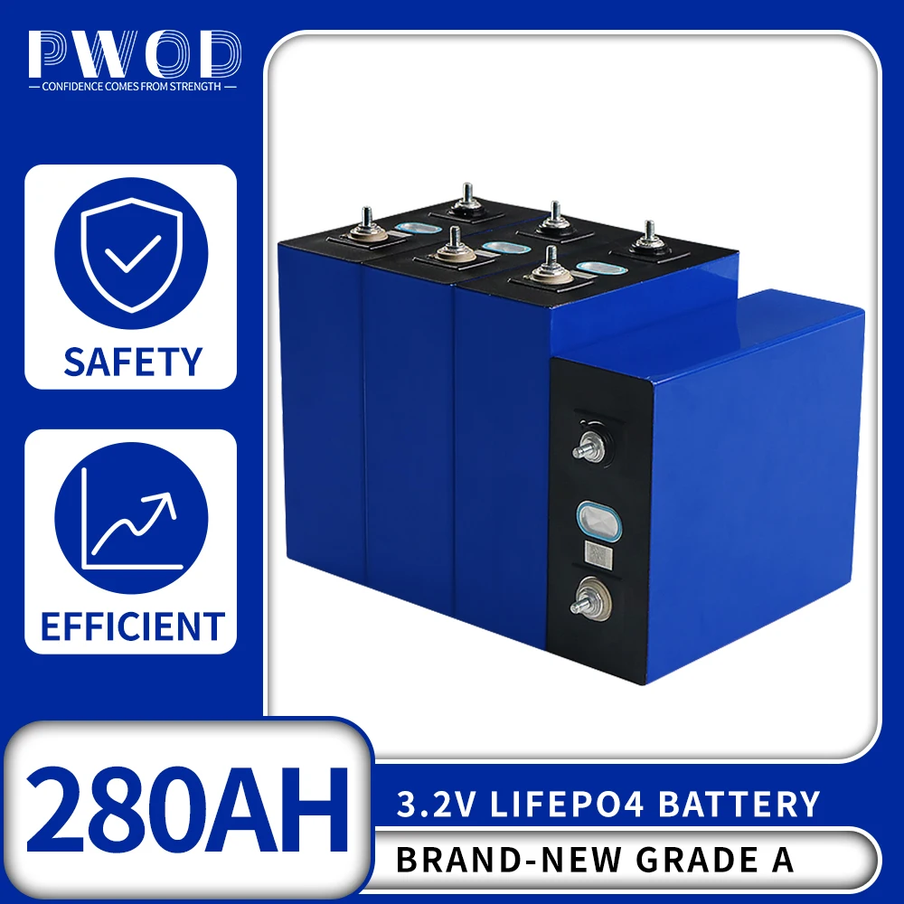 

PWOD 3.2V 4-48pcs 280Ah Lifepo4 Deep Cycle Battery Pack Lithium Iron Phosphate Power Solar Cell Electric Car Charger EU US TAX