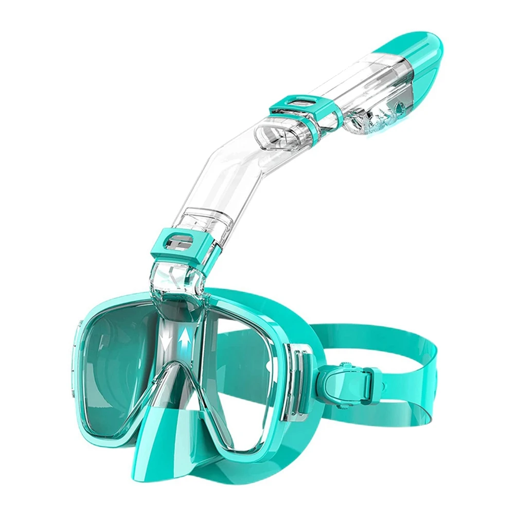 

Snorkel Foldable Diving Cover with Dry Top System and Camera Mount,Professional Snorkeling Gear for Kids-Green