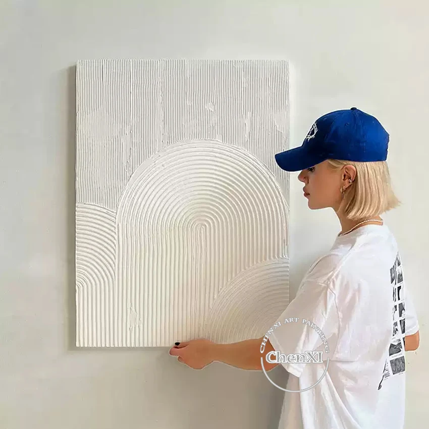 Абстрактные белые линии картины на холсте