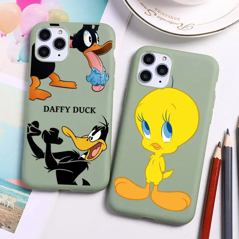 

Tweety Bird Daffy Duck Porky Pig Phone Case For iphone 13 12 11 Pro Max Mini XS 8 7 6 6S Plus X XR Candy green Silicone cover