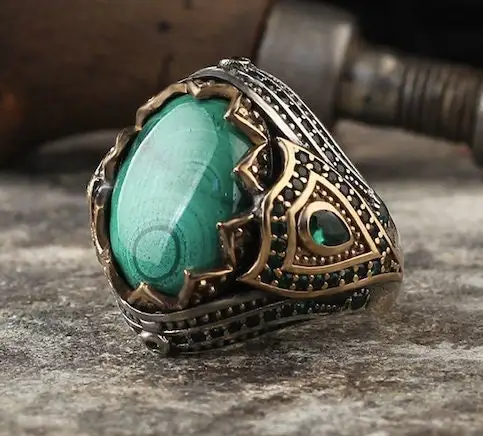 

Malachite Stone 925k Silver Ring, Handmade Ring,Jewelry Gift For Him and Each