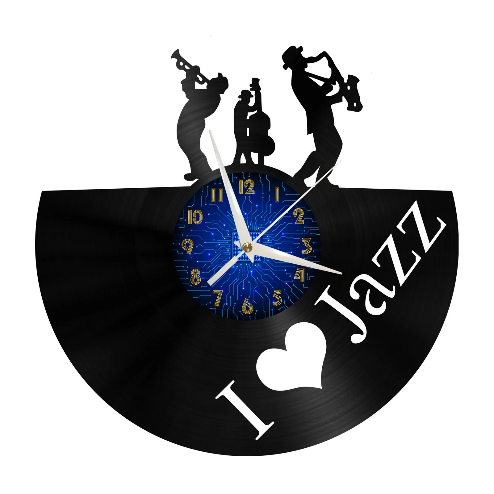 

I Love Jazz Vinyl Record Wall Clock for Kitchen Wall Decor Wall Art
