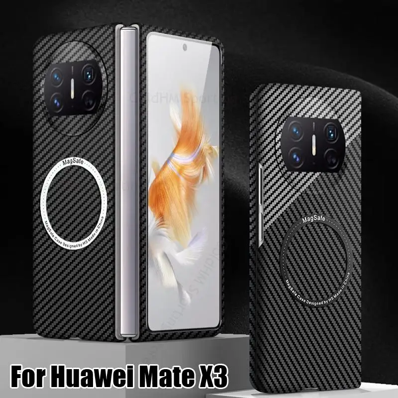 

Чехол для Magsafe из углеродного волокна для Huawei Mate X3 5G Funda Беспроводная зарядка Магнитный Magsafing чехол для Huawei Mate X3 ALT-AL00