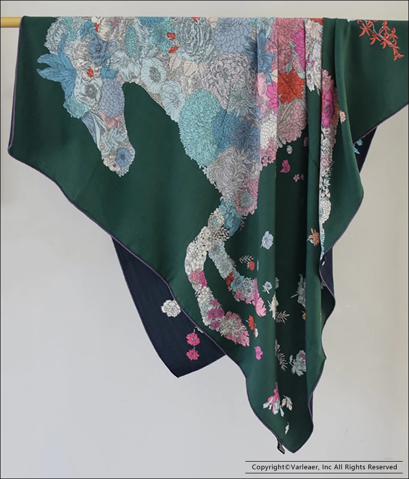

Horse Wool Silk Cashmere Scarf Double Side Printed Square Large Mulberry Shawls and Wraps 135CMX135CM Herm Roller Edge Cape